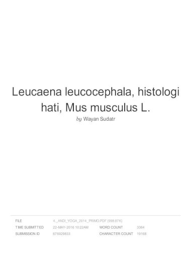 Hati Mus Musculus L Leucaena Leucocephala Histologi Internet Source Mustafa Cemek In Vivo Radioprotective Pdf Document